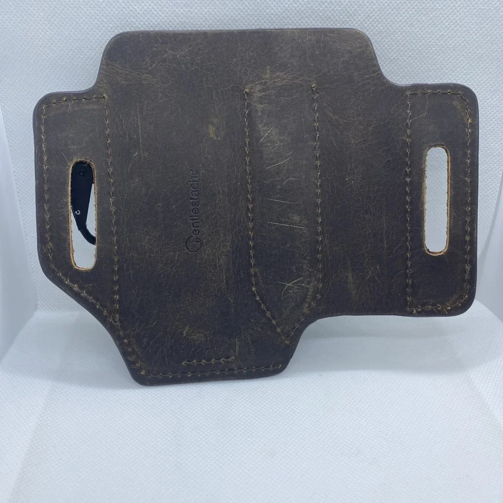 Gentlestache Leather Multitool Sheath EDC Belt Organizer Pouch Flashlight Holder